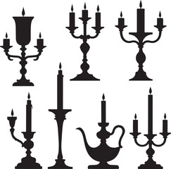 candle set silhouette victor isolated on the white background.