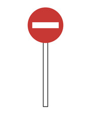 ポール付きのシンプル標識の単品イラスト　車両進入禁止