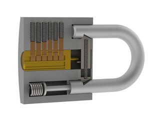 Padlock assembly 3D illustration