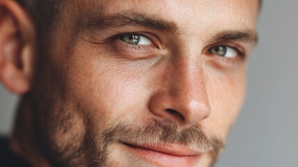 Man with Light Stubble and Piercing Eyes Gazing Intently at Camera