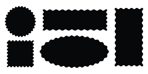 Collection of wavy shape edgy wave frame vector illustration. 