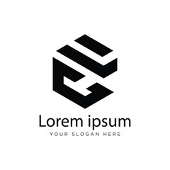 Initial CL Logo Polygon Shape Letter logo Design white background