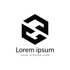 Initial CJ Logo Polygon Shape Letter logo Design white background