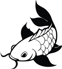 Black and white koi fish on black silhouettes
