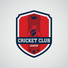 Cricket Club League Logo with Shield and Red Theme