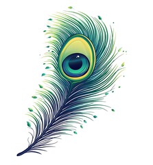 Obraz premium Peacock feather cartoon vector illustration for decoration, janmashtami,&nbsp;feather&nbsp;logo