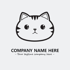 Cat illustration black and white for logo company vector image