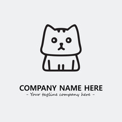 Cat illustration black and white for logo company vector image