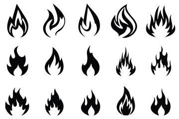 

Flame and Fire Symbol Set – Hand-Drawn Y2K Icons, Grunge Flames & Bonfire Silhouettes
