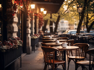 Street cafe peaceful atmosphere calm service provided comfort found with enjoyable experience