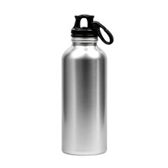 Durable aluminum water bottle with twist cap studio setting product photography minimalist background