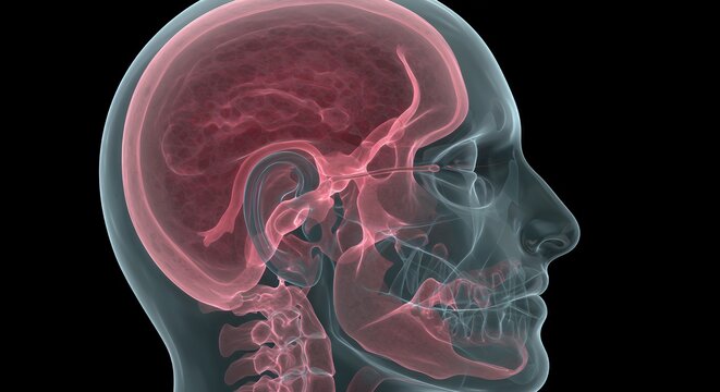 Detailed 3D Rendering of Subdural Hematoma in Human Brain