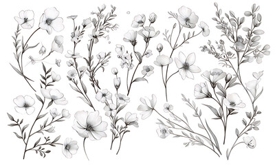Floral flower vector Illustrations on white background