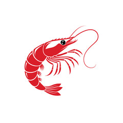 shrimp silhouette logo vector line art logo design