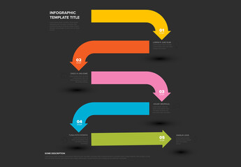 Colorful Dark Step-by-Step Infographic Design Template with thick arrows