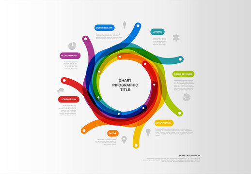 Rainbow Colorful Circular Infographic Chart Design Template with labeled sections