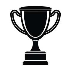 Simple Black Trophy Cup Icon, Symbol of Victory and Achievement Vector Illustration