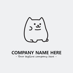 Cat illustration black and white for logo company vector image