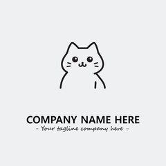 Cat illustration black and white for logo company vector image