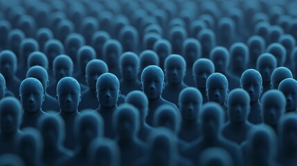 Obraz premium Abstract Representation of a Crowd Marching in Business Context with Blue Tones