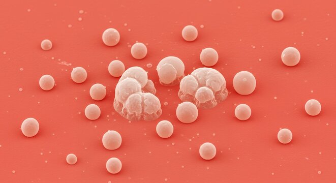 Microscopic View of Milia Cysts on Coral Pink Surface