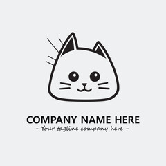 Cat illustration black and white for logo company vector image