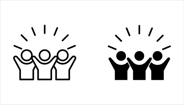 group happy people icon set, party friends, joy expression feeling, vector illustration on white background.