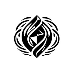 Abstract Tribal Emblem in Black and White, Minimalist Design