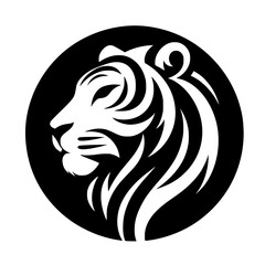 Bold Lion Head Logo in Black Circle - Power & Confidence