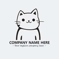 Cat illustration black and white for logo company vector image