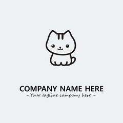 Cat illustration black and white for logo company vector image