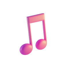 This image displays a 3D music note icon, a simple black musical symbol, isolated as a design element on a clean white background, representing audio and song