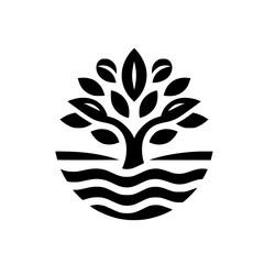 Minimalist Tree Logo: Nature & Growth Emblem, Black & White Silhouette