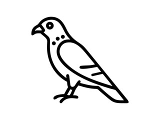 A stylized, black line drawing of a falcon in flight.