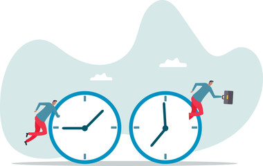 Time management or time travel to the future, time flied fast to work deadline,character for design.