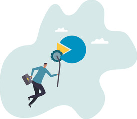 Market share revenue distribution or investment earning and profit pie chart,character for design.
