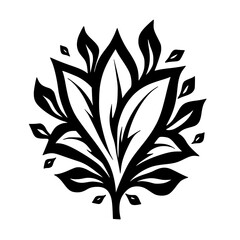 Black & White Floral Vector Illustration on White Background