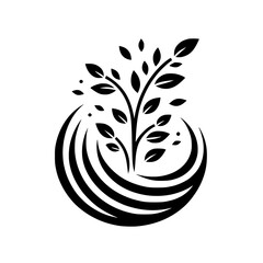 Elegant Black and White Plant Logo - Nature Icon