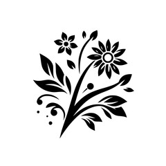 Elegant Black Floral Silhouette on White Background