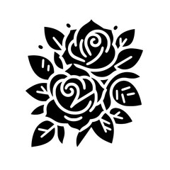 Black Rose Silhouette Floral Design, Minimalist, Vector Art