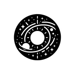 Minimalist Galaxy Illustration - Black and White Celestial Design