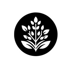 Minimalist Nature Icon: Wheat Plant Silhouette in Circle