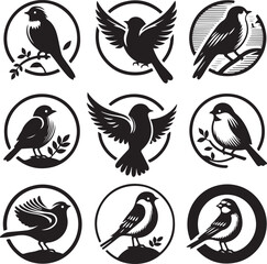 animal design set silhouette victor isolated on the white background.