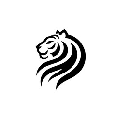 Minimalist Tiger Head Logo on White Background