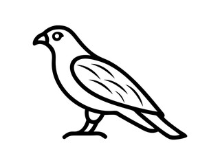 A stylized, black line drawing of a falcon in flight.