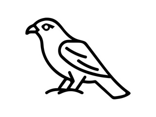 A stylized, black line drawing of a falcon in flight.