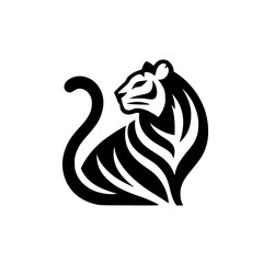 Abstract Silhouette of a Tiger, Geometric and Modern Design