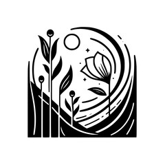 Minimalist Floral Design in Black and White