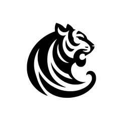 Bold Black & White Tiger Head Logo Design