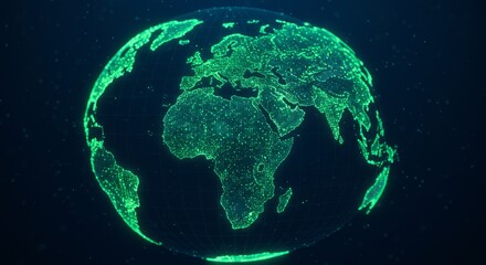 Digital earth visualization highlighting network connectivity for global technology and communication design